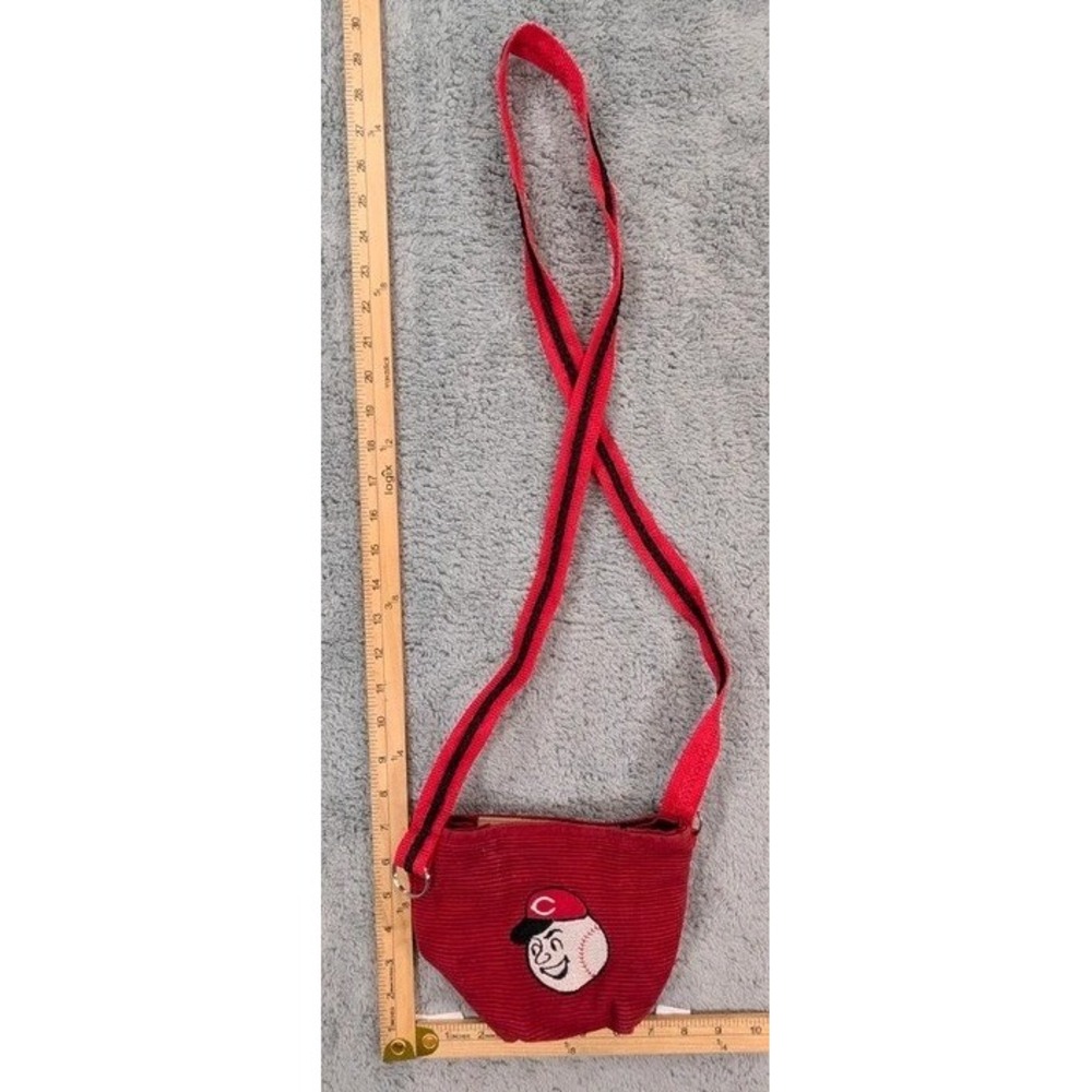 Vintage Cincinnati Reds Corduroy Crossbody Purse Bag Retro Mr Redlegs MLB Pouch